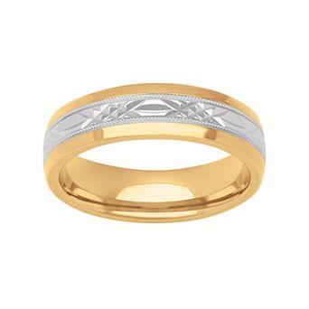 AXL 18k Gold Over Silver & Sterling Silver 6 mm Textured Men's Band