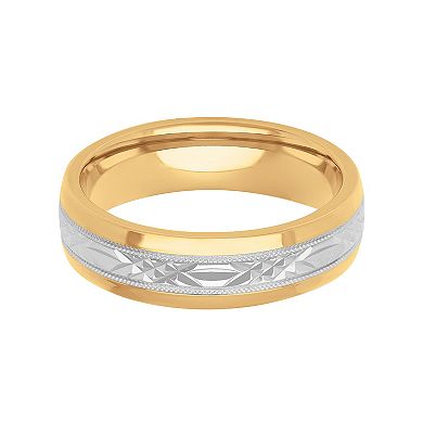AXL 18k Gold Over Silver & Sterling Silver 6 mm Textured Men's Band
