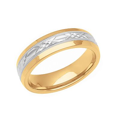 AXL 18k Gold Over Silver & Sterling Silver 6 mm Textured Men's Band