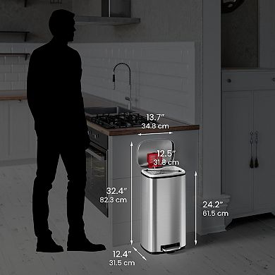 HLS Commercial 8-Gallon / 30-Liter Fire Resistant Step Trash Can