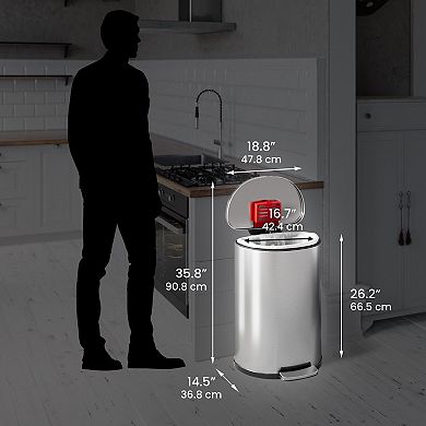 HLS Commercial 13.2-Gallon Semi-Round Fire Resistant Trash Can