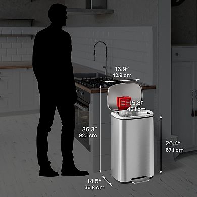 HLS Commercial 13.2 Gallon / 50 Liter Fire Resistant Step Trash Can