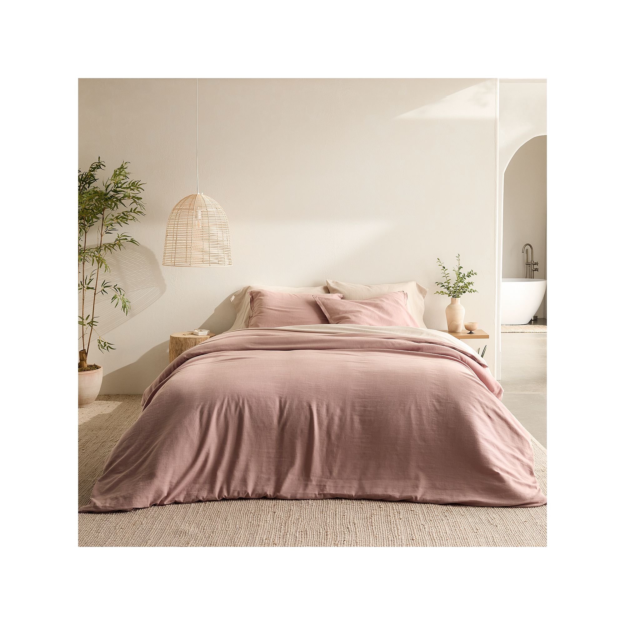 Miryana Cotton Slub Comforter Set with Shams, Pink