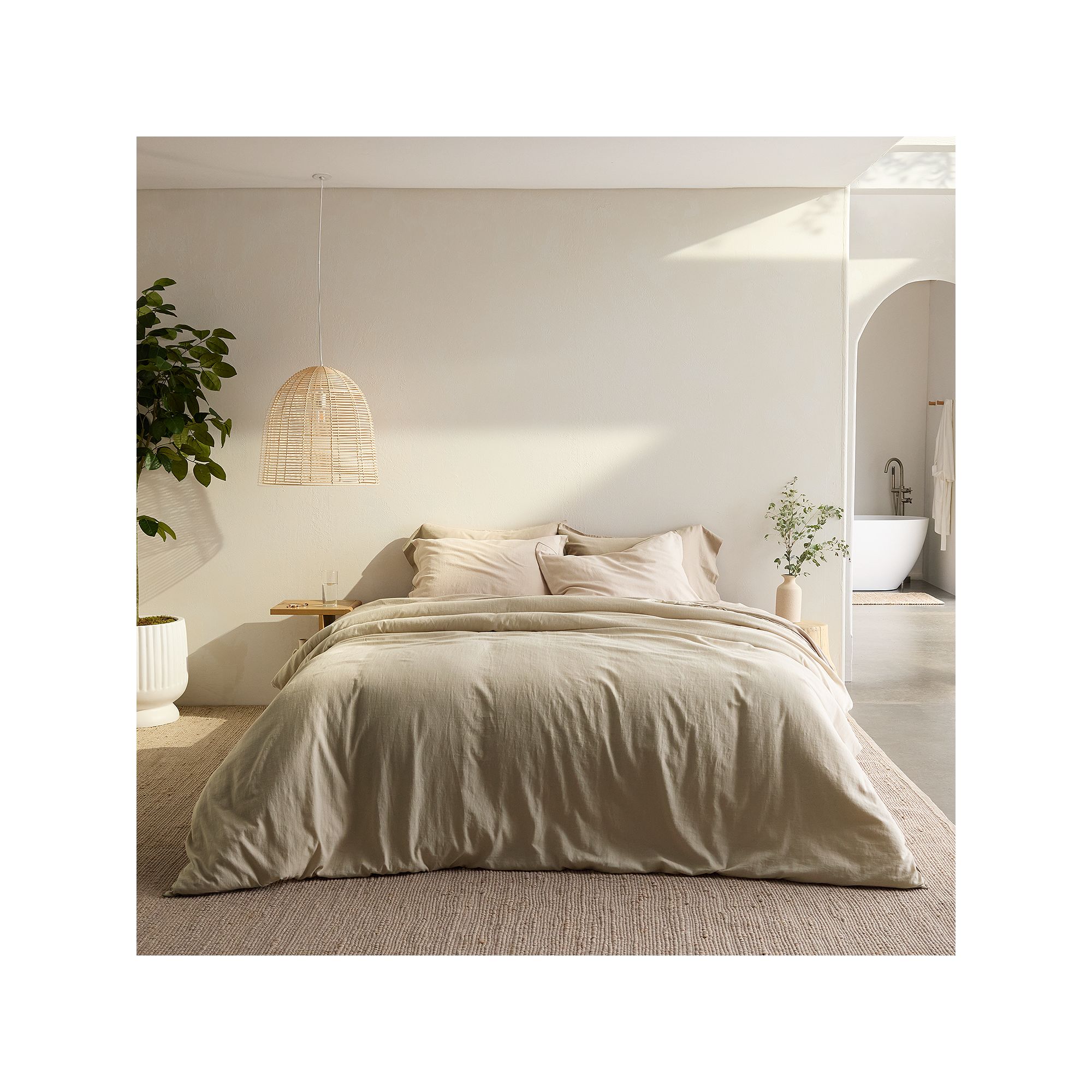 Miryana Cotton Slub Comforter Set with Shams, Natural
