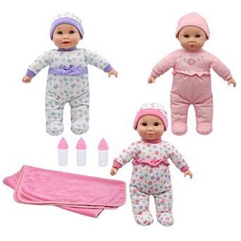 New Adventures Cuddle Kids: 14" Lovable Triplets Dolls