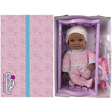 New Adventures Little Darlings: 12" Crib Time Fun Baby Doll & Accessories