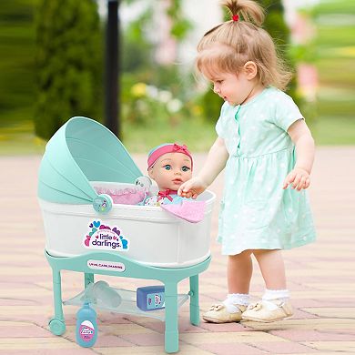 New Adventures Little Darlings: 12" Bassinet Baby Doll Set