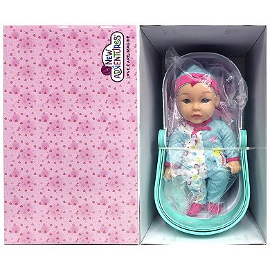 New Adventures Little Darlings: 12" Bassinet Baby Doll Set
