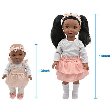 New Adventures Little Darlings: 18"/12" Sweet Sisters Dolls AA Bunny Set