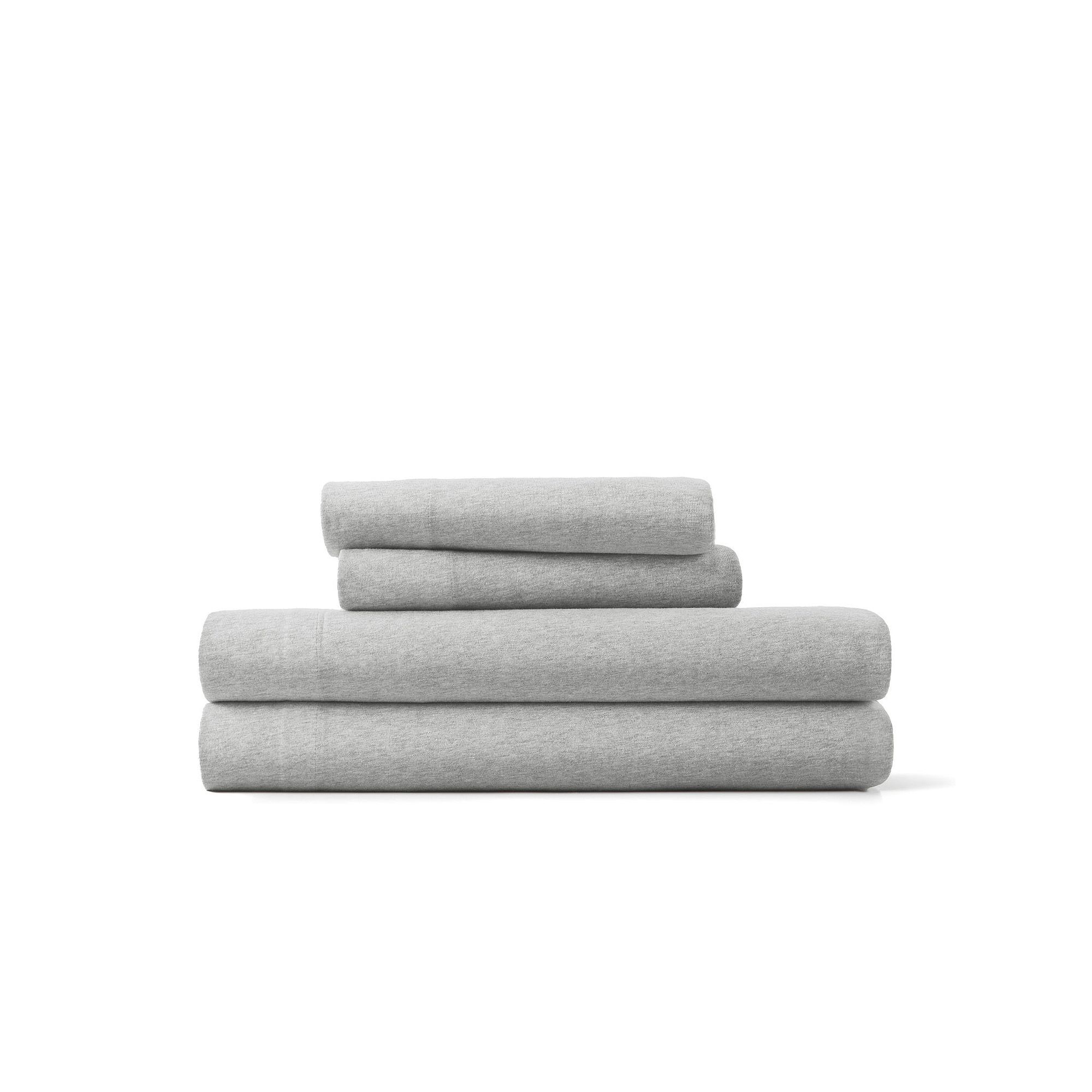Home Collection Ultra Soft Cotton Jersey Sheet Set, Light Gray