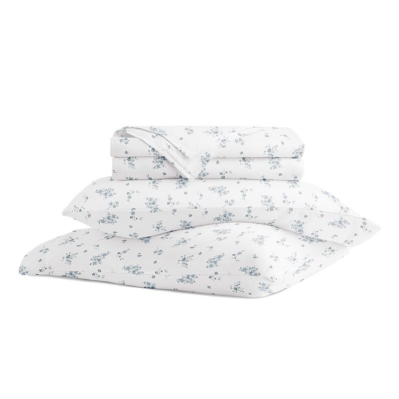 Home Collection Ultra Soft Cotton Patterned Sheet Set, Bouquet Bliss Lt Blue