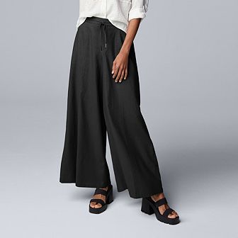 Petite Simply Vera Vera Wang Wide Leg Linen Pants