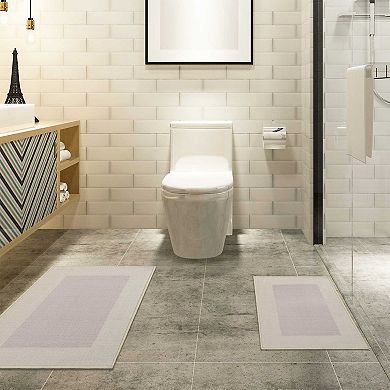 SUPERIOR Troy 2-Piece Plush Non-Slip Bath Rug Set