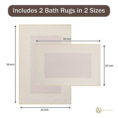 SUPERIOR Troy 2-Piece Plush Non-Slip Bath Rug Set