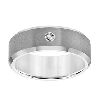 AXL Diamond Accent Gray Tungsten Carbide 8 mm Comfort Fit Men's Band