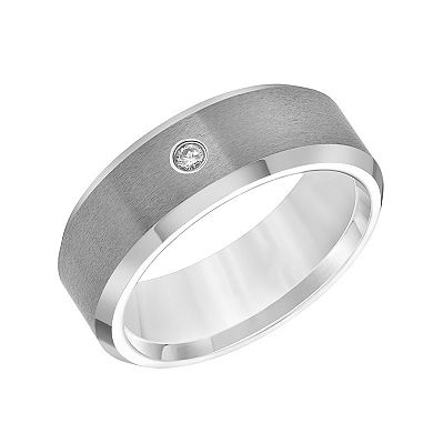 AXL Diamond Accent Gray Tungsten Carbide 8 mm Comfort Fit Men's Band