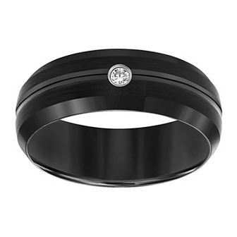 AXL Diamond Accent Black Tungsten Carbide 8 mm Comfort Fit Men's Band