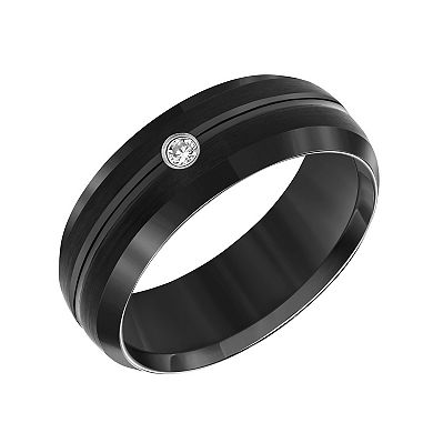 AXL Diamond Accent Black Tungsten Carbide 8 mm Comfort Fit Men's Band