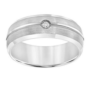AXL Diamond Accent Gray Tungsten Carbide 8 mm Comfort Fit Men's Band