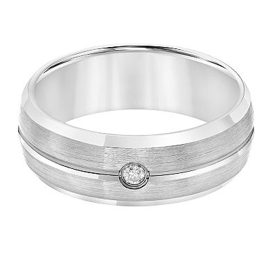 AXL Diamond Accent Gray Tungsten Carbide 8 mm Comfort Fit Men's Band