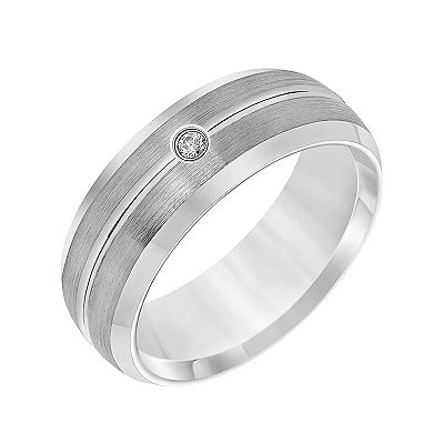 AXL Diamond Accent Gray Tungsten Carbide 8 mm Comfort Fit Men's Band