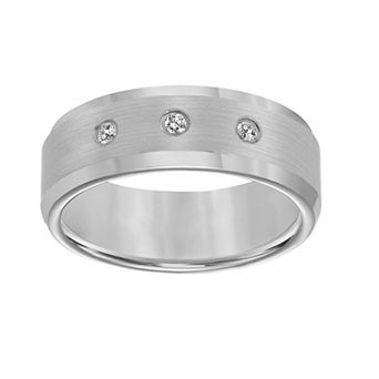 AXL 1/10 Carat T.W. Diamond Gray Tungsten Carbide 8 mm Comfort Fit Men's Band