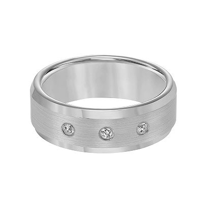 AXL 1/10 Carat T.W. Diamond Gray Tungsten Carbide 8 mm Comfort Fit Men's Band