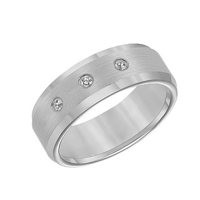 AXL 1/10 Carat T.W. Diamond Gray Tungsten Carbide 8 mm Comfort Fit Men's Band