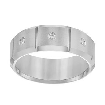AXL 1/10 Carat T.W. Diamond Gray Tungsten Carbide 8 mm Comfort Fit Men's Band