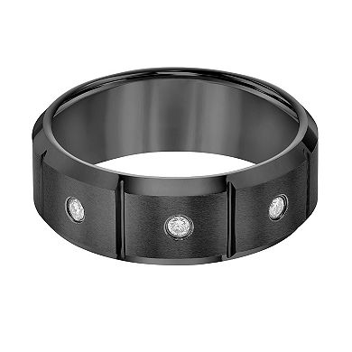 AXL 1/10 Carat T.W. Diamond Black Tungsten Carbide 8 mm Men's Comfort Fit Band