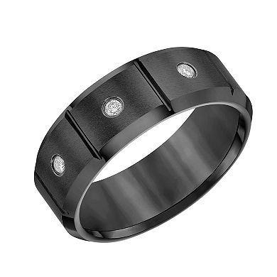 AXL 1/10 Carat T.W. Diamond Black Tungsten Carbide 8 mm Men's Comfort Fit Band