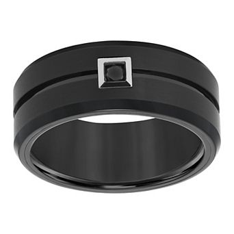 AXL 1/10 Carat T.W. Black Diamond Black Tungsten Carbide 9 mm Comfort Fit Men's Band