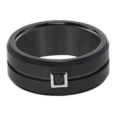 AXL 1/10 Carat T.W. Black Diamond Black Tungsten Carbide 9 mm Comfort Fit Men's Band