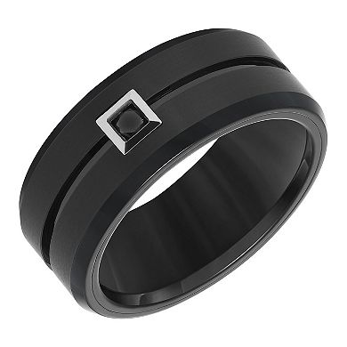 AXL 1/10 Carat T.W. Black Diamond Black Tungsten Carbide 9 mm Comfort Fit Men's Band