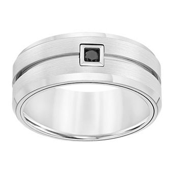 AXL 1/10 Carat T.W. Diamond Gray Tungsten Carbide 9 mm Comfort Fit Men's Band