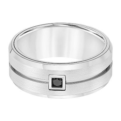 AXL 1/10 Carat T.W. Diamond Gray Tungsten Carbide 9 mm Comfort Fit Men's Band