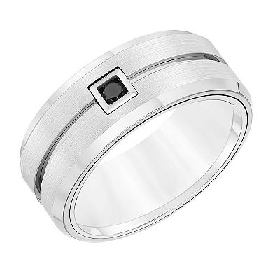 AXL 1/10 Carat T.W. Diamond Gray Tungsten Carbide 9 mm Comfort Fit Men's Band