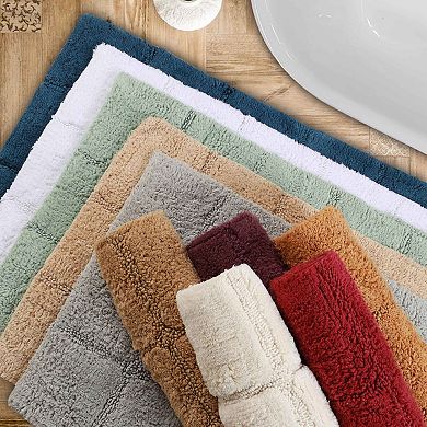 SUPERIOR Checkered 2-Piece Non-Skid Bath Rug Set