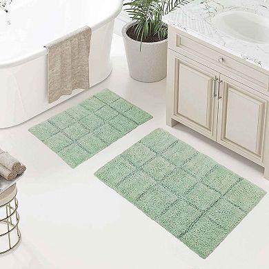 SUPERIOR Checkered 2-Piece Non-Skid Bath Rug Set