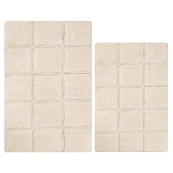 SUPERIOR Checkered 2 pc Non-Skid Bath Rug Set