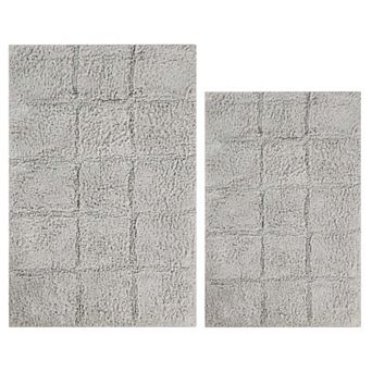 SUPERIOR Checkered 2 pc Non-Skid Bath Rug Set