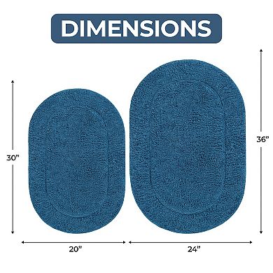 SUPERIOR 2-Pack Non-Slip Oval Bath Rug Set