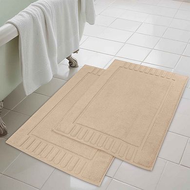SUPERIOR 2 Pc Eco-Friendly Cotton Textured Stripes Bath Mat Set