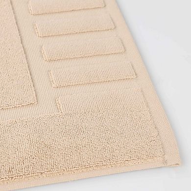 SUPERIOR 2 Pc Eco-Friendly Cotton Textured Stripes Bath Mat Set
