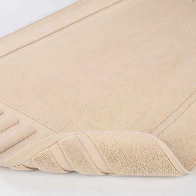SUPERIOR 2 Pc Eco-Friendly Cotton Textured Stripes Bath Mat Set