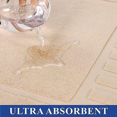 SUPERIOR 2 Pc Eco-Friendly Cotton Textured Stripes Bath Mat Set