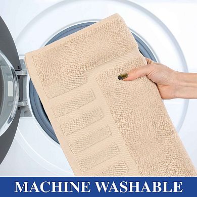 SUPERIOR 2 Pc Eco-Friendly Cotton Textured Stripes Bath Mat Set