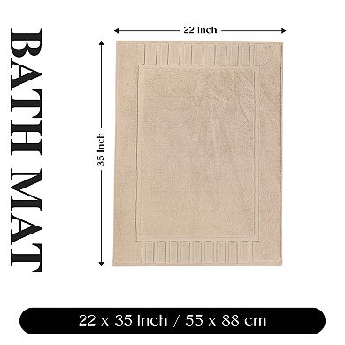 SUPERIOR 2 Pc Eco-Friendly Cotton Textured Stripes Bath Mat Set