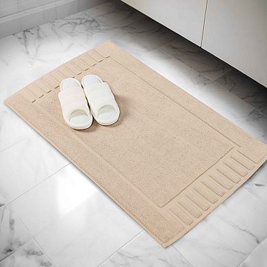 SUPERIOR 2 Pc Eco-Friendly Cotton Textured Stripes Bath Mat Set