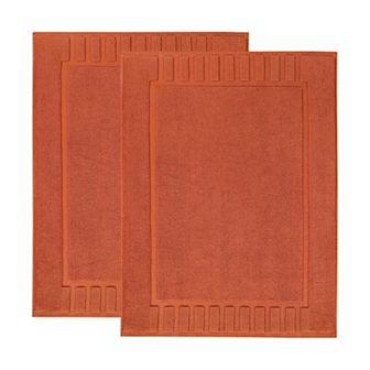 SUPERIOR 2 pc Eco-Friendly Cotton Textured Stripes Bath Mat Set